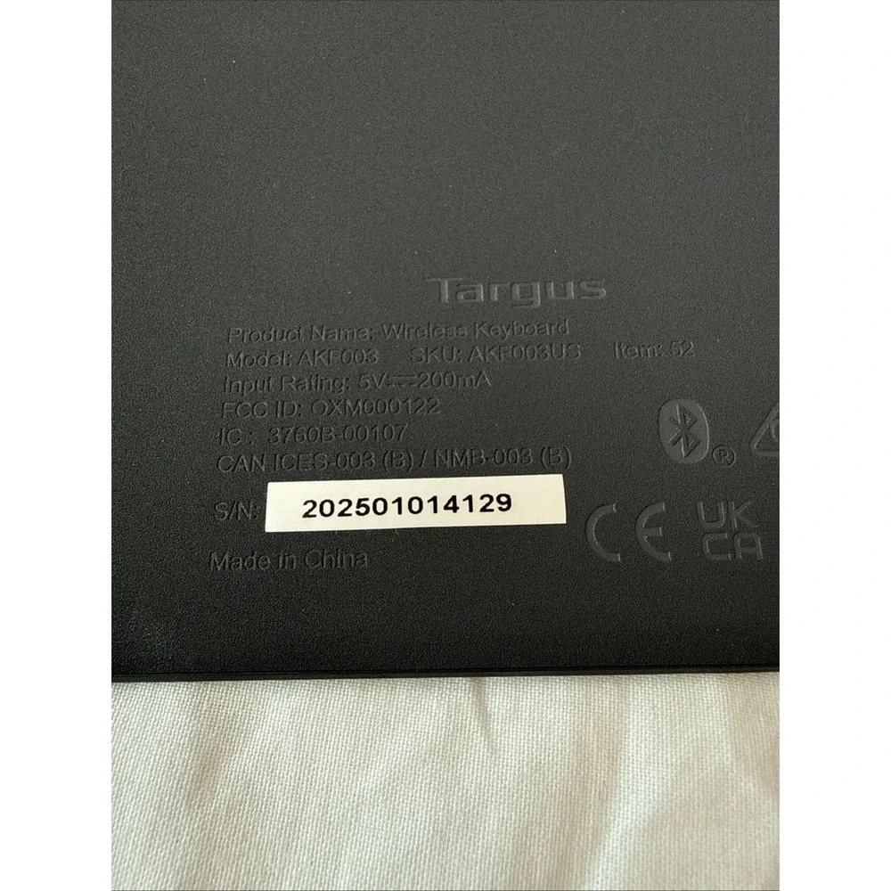 Targus Wireless Folding Keyboard Bluetooth Antimicrobial Protection AKF003US